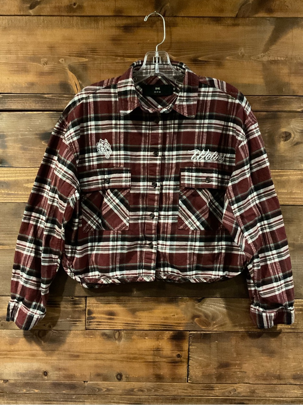 DARC SPORT “SHE” Cropped Burgundy Plaid Flannel Limited Edition 425 of 500 XS